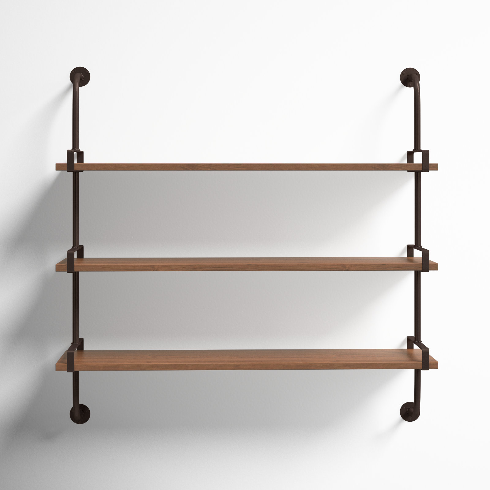 3 Level Wall Shelf with Black Metal Brackets