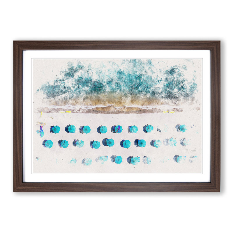 On the Beach - Picture Frame Graphic Art Print, 45cm H x 63cm W x 2cm D, Walnut Framed