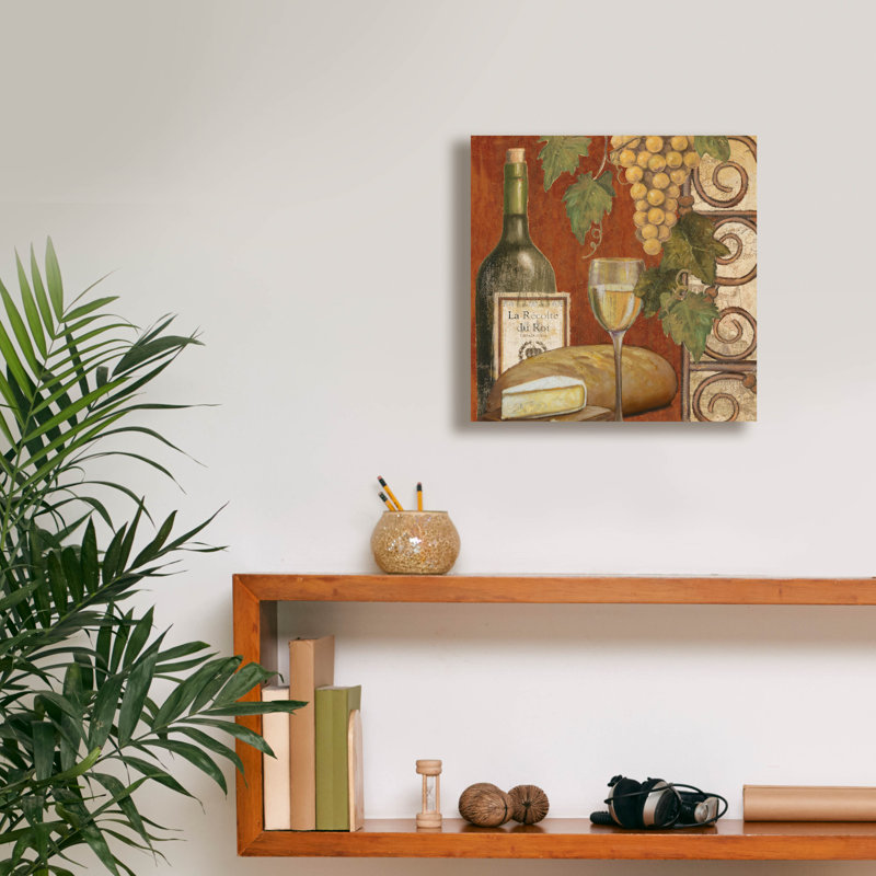 «Wine And Cheese Tustation 1» par Art Licensing Studio, art mural sur toile, H 12 po x l 12 po x P 0,75 po
