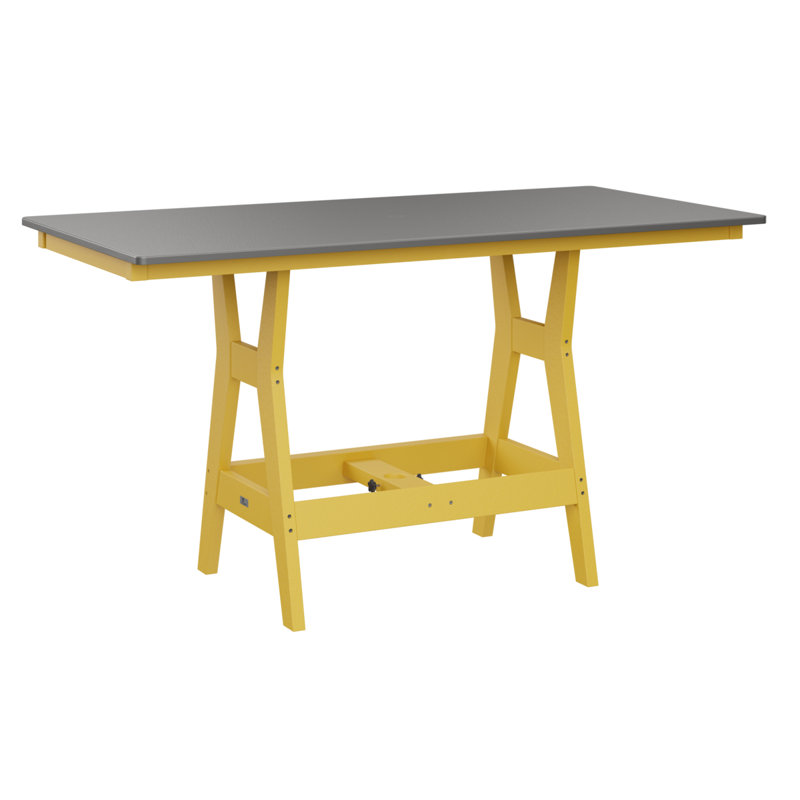 Table de bar rectangulaire 66 po Berlin Gardens Harbor, Acier inoxydable martelé, Jaune soleil levant