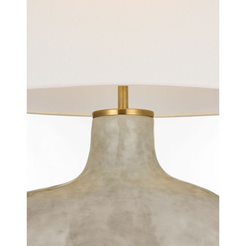 Beton Medium Table Lamp with Linen Shade, Antiqued White