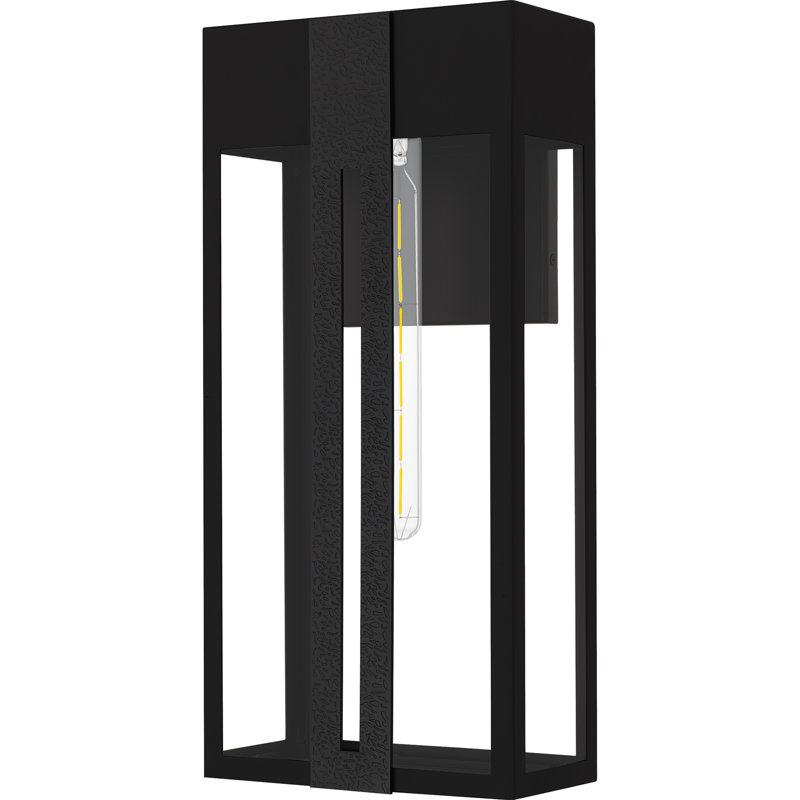 Boswell 1-Light Matte Black Outdoor Wall Lantern, 20" H x 9.5" W x 5.5" D