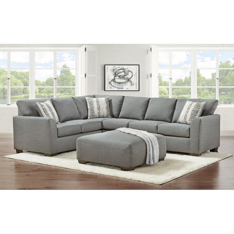 Canapé modulaire de 114 po faisant face à la droite avec repose-pieds, Mélange de polyester gris