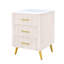 Table de chevet rembourrée beige avec 3 tiroirs et poignées de table de chevet en métal-1597826023