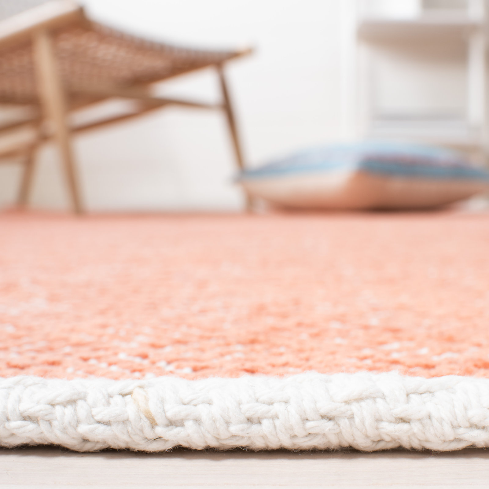 Evansdale Orange Hand-Woven Geometric Cotton Rug, Rectangle 2'6" x 4'