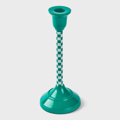  Jade Mint Checkered Candlestick