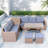 6-piece All Weather Pe Rattan Sofa Set With Adjustable Seat, Storage Box, Removable Covers And Tempered Glass Top Table