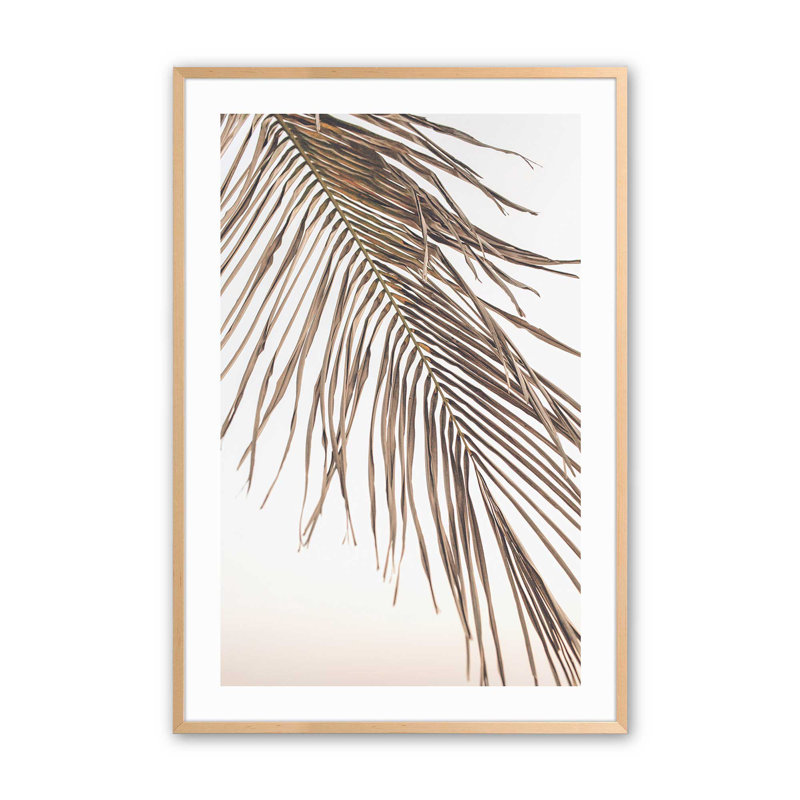 Imprimé sérénité à feuilles de palmier, Érable brut encadré, H 15 po x l 12 po x P 1,25 po