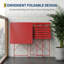 Ensemble de bistro pliant 3 pièces en métal, gain de place - Table et chaises de patio résistantes aux intempéries - Aucun assemblage requis, rangement facile - Balcon, véranda, jardin, cour - Rouge