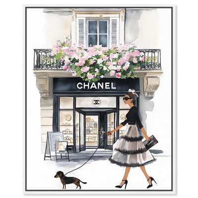 Parisian Dog Stroll Canvas Fashion Wall Art by Art Remedy