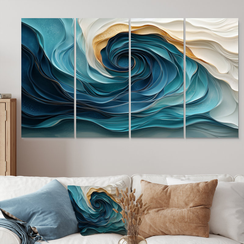 Elianna - Abstract Spirals Wall Art - décoration murale moderne, H 32 po x l 64 po, 4