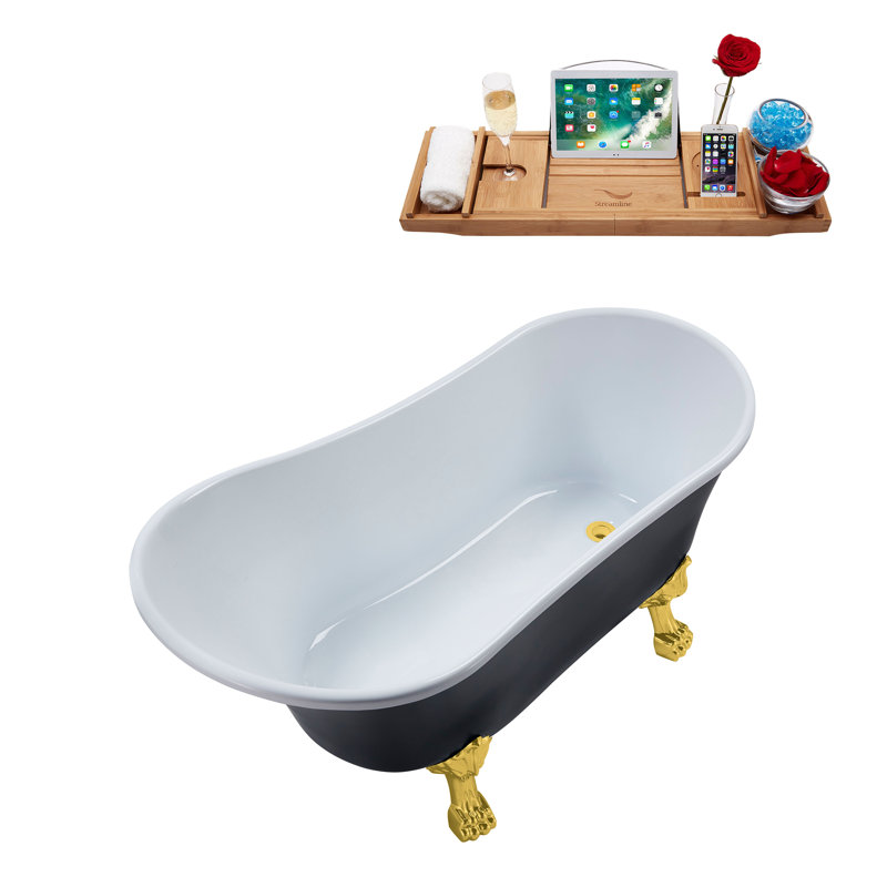 59.1'' x 27.6'' Soaking Acrylic Bathtub, Polished Gold, Polished Gold