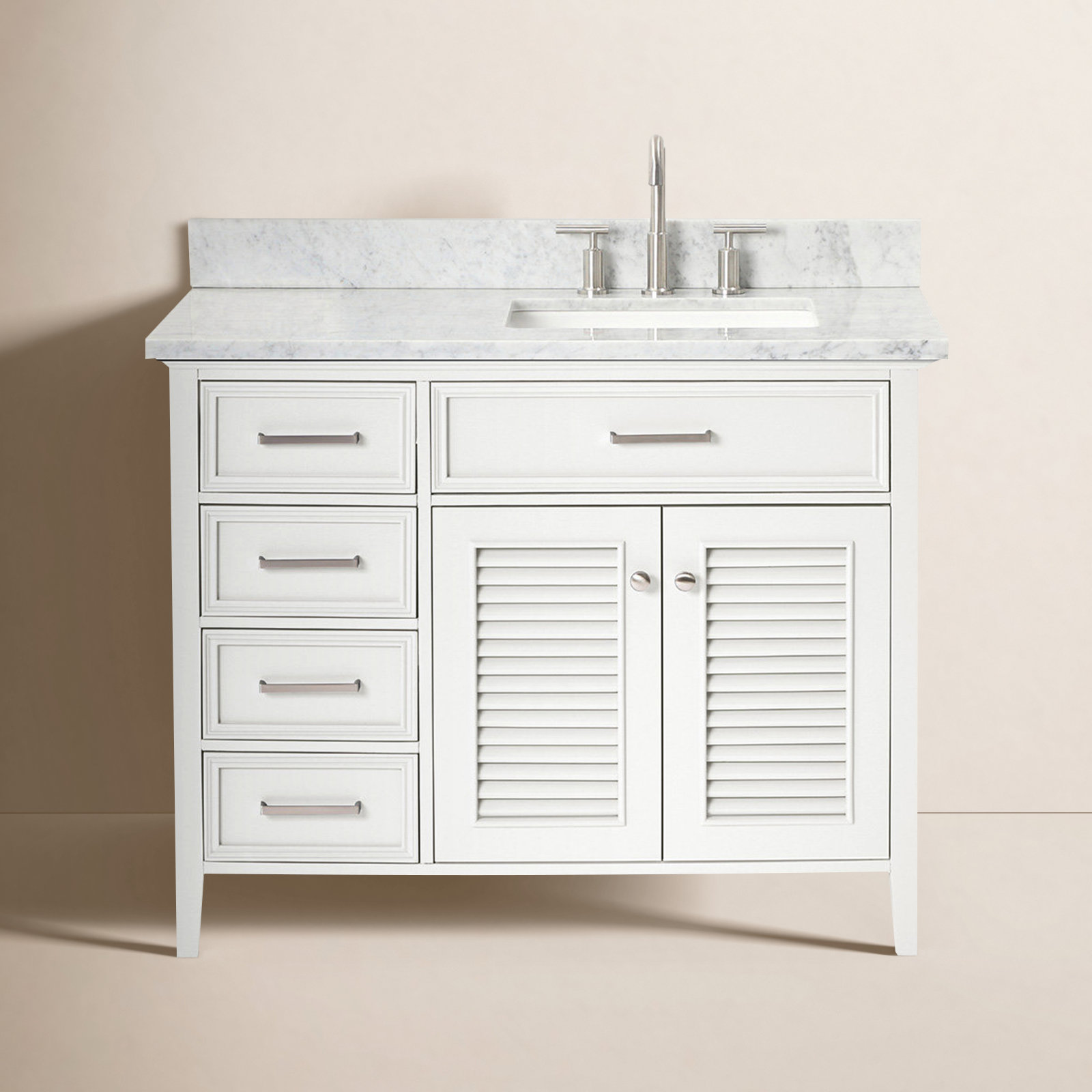 43'' Single Bathroom Vanity, Right, White
