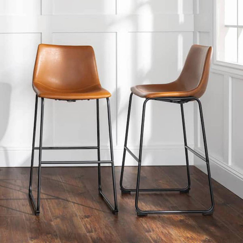 Nia Matika Vegan Leather Bar & Counter Stool, Tan, Counter Stool (26" Seat Height)