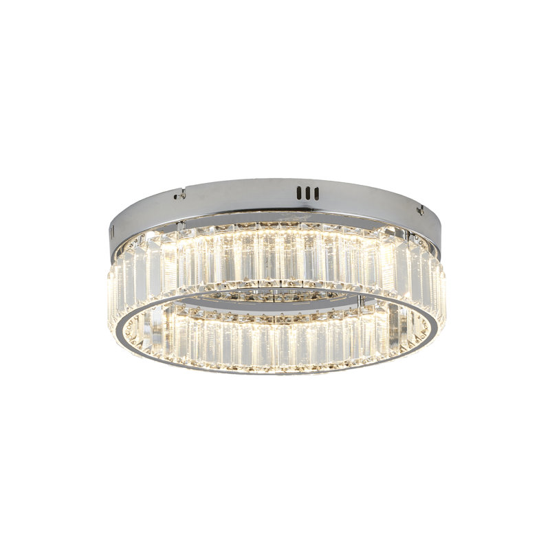 Modern LED Round Crystal Flush Mount , 4.37" H x 15.75" W x 15.75" D, Chrome