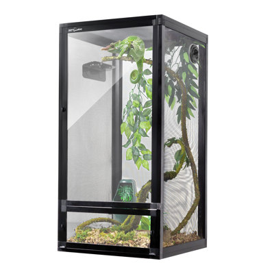 18" X 18" X 36" Front Opening Chameleon Cage With 3-Sided Metal Mesh, 50 Gallon Screen Vertical Terrarium