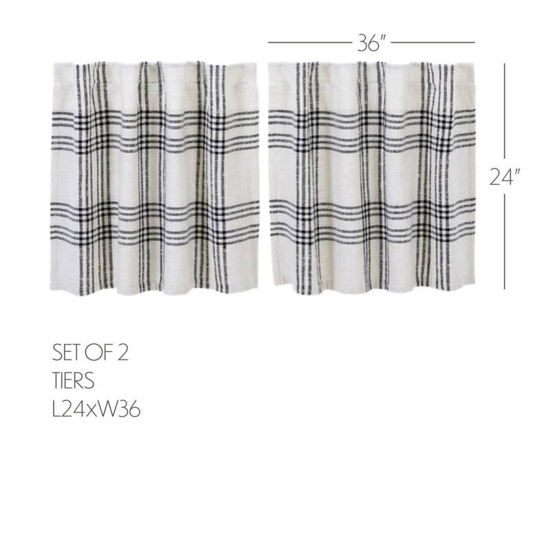 Cohens Cotton Plaid Tailored Cafe Curtain, 72" W x 24" H