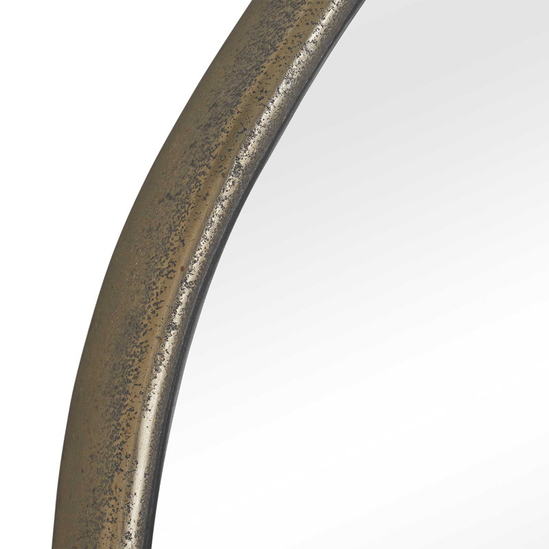  Lowen Round Brass Mirror, Antique Brass