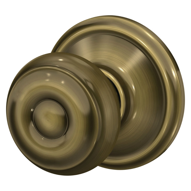 Georgian Passage Knob Hall and Closet Lock, Antique Brass