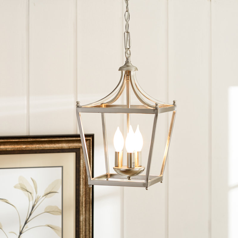 Luminaire suspendu géométrique à 3 lumières Stanton, Nickel brossé