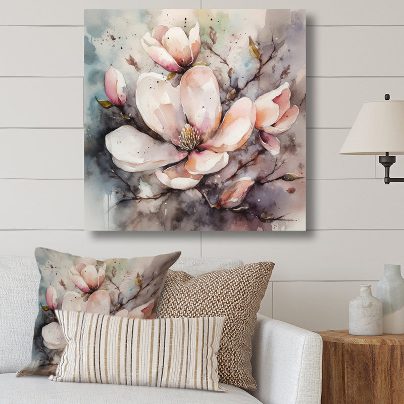 «Pink Magnolia Symphony I», reproduction d'art sur toile, H 36 po x l 36 po x P 1,5 po, Toile tendue