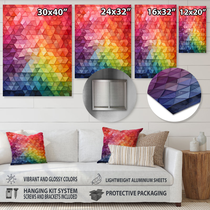 Formes géométriques colorées - art mural géométrique en métal, H 20 po x l 12 po x P 1 po
