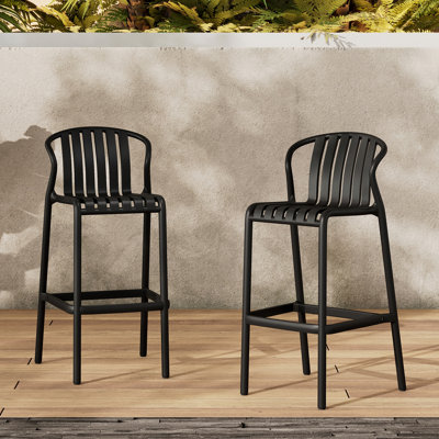 Ensemble de 2 tabourets de bar d'extérieur, tabourets de bar sans accoudoirs pour îlot de cuisine