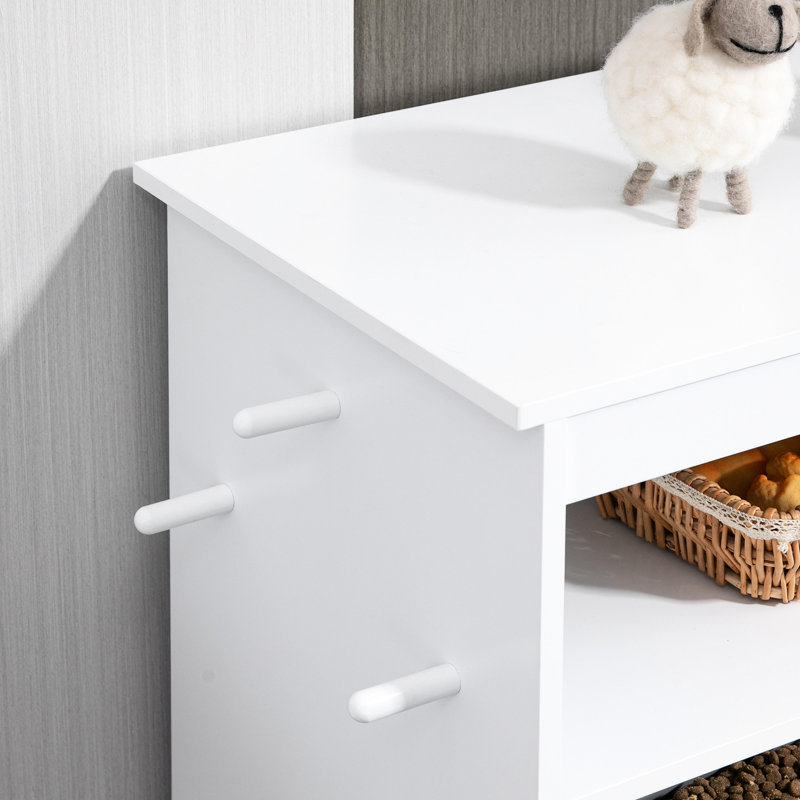 Armoire à nourriture blanche pour chien, mangeoire pour animaux de compagnie avec bols surélevés et cintre pour l'armoire de rangement pour l'endurance, blanc: compact et pratique