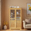 Spacieux garde-manger en bois de pin de 44,7 x 20 x 75 pouces avec portes en verre et 4 tiroirs pour un rangement polyvalent-777047720