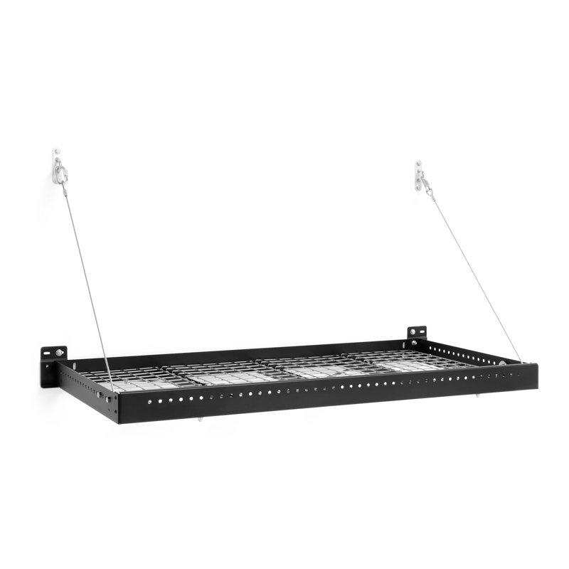 Pro Series 48" W Heavy-Duty Black Steel Wall-Mounted Storage Shelf