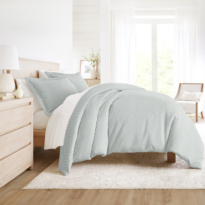 Light Blue Geometric Microfiber Twin/Twin XL Duvet Cover Set