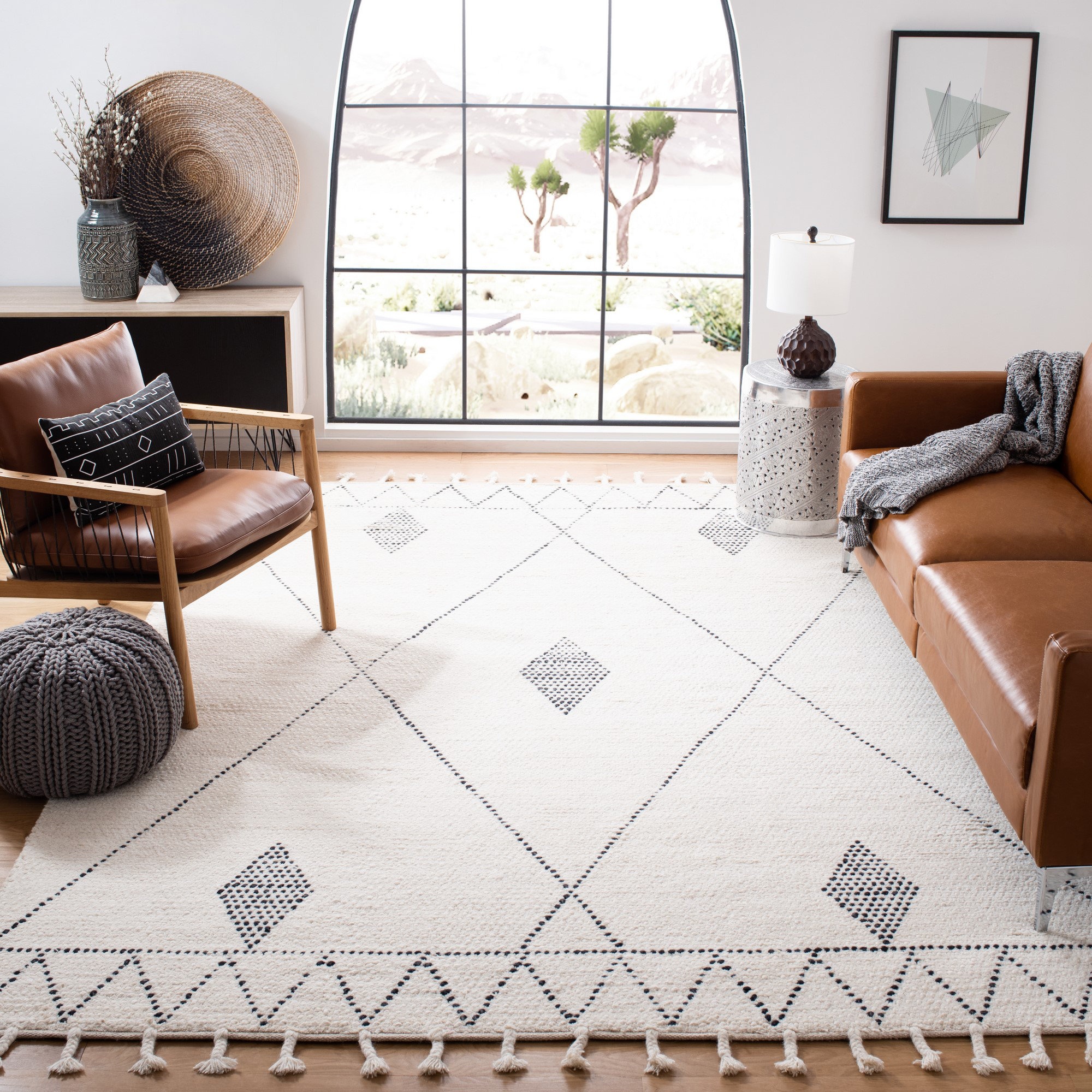 Union Rustic Seidel Southwestern Wool Ivory/Black Area Rug & Reviews ...
