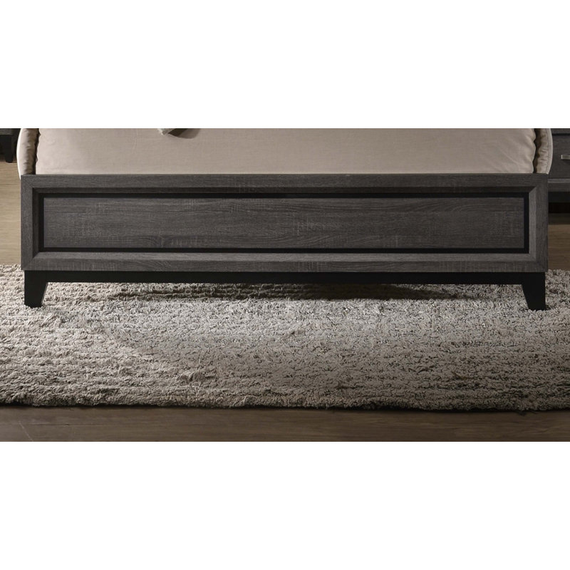 Grey Finish King Size Panel Bed