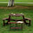 Brown Outdoor Picnic Table For 6 - 3 Benches, Umbrella Hole, , Waterproof Porch Hole Built-In Benches Pool Area-1894496166
