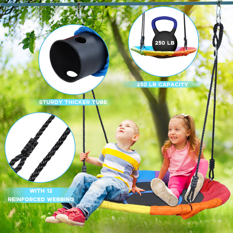 Multicolor 50ft Ninja Warrior Obstacle Course with Saucer Swing