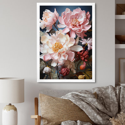 Art pivoines roses sur fond de fleurs sur toile