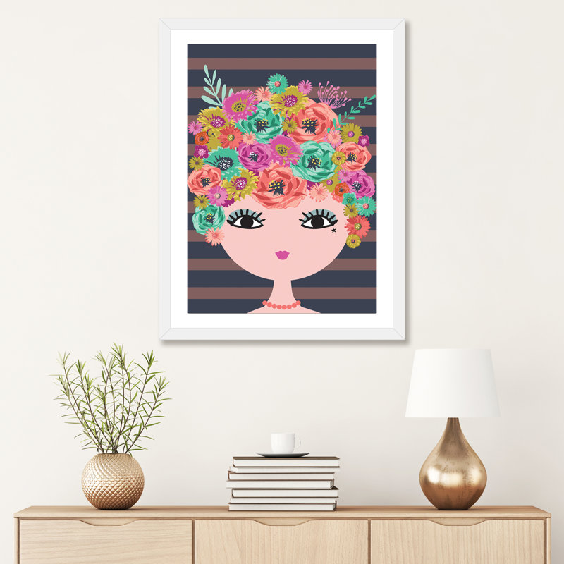«Everyday Peggy Sue I» par Lisa White boutons - impression d'art graphique, Papier encadré blanc, Blanc