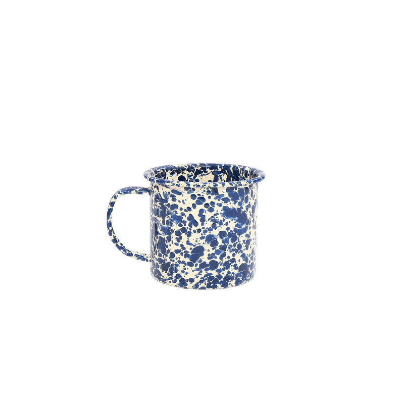 Crow Canyon Enamelware Splatter Mugs, Navy/Cream, 12