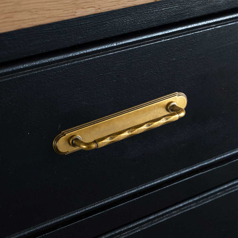 Poignée barre à découpes avec contre-plaque (G014), 5", Laiton antique