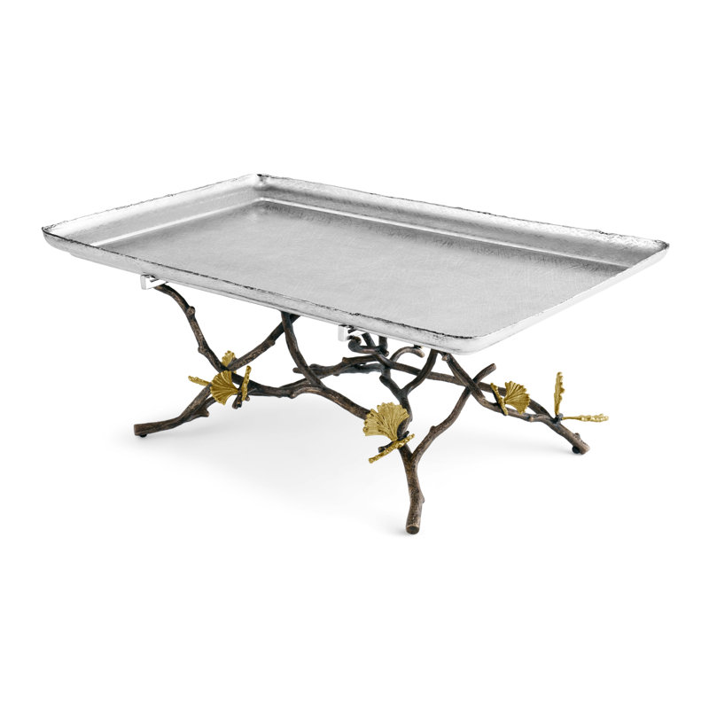 Butterfly Ginkgo Footed Tray, 6.75" H x 18" W x 12" D