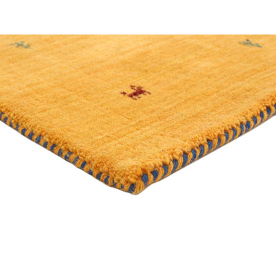 Handwoven Wool Gabbeh Uni Yellow Rug