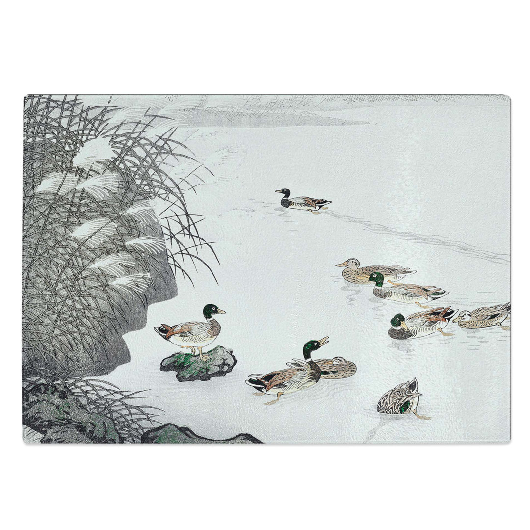 Glass Mallard Ducks in The Water by Ohara Koson Chopping Board