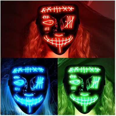 Masque d'Halloween effrayant, masque DEL, masque lumineux DEL pour costume d'Halloween