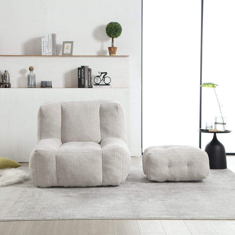 38.58“Comfortable Lazy Sofa Bean Bag Chairs, Light Grey