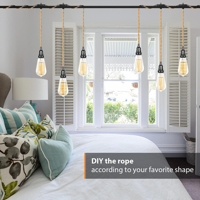 Plug in Hanging Light Fixture, 15FT Pendant Lamp Lights Cord with Switch Cord E26 Bulbs Socket