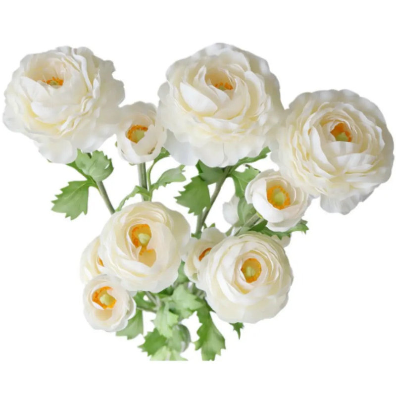 27" Artificial White Ranunculus Stems