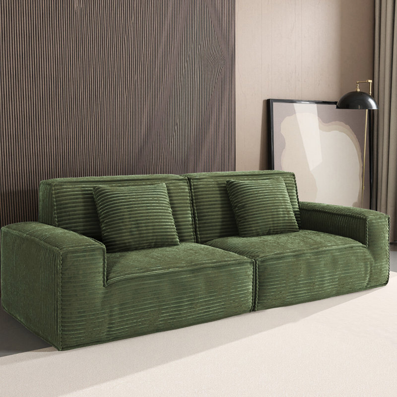 106,3 pouces de large compression à rayures, 3 sièges modernes avec rembourrage en éponge et oreillers, multifonctionnel pour le tissu du dossier du coussin d'invité du salon,