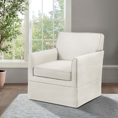 Fauteuil d'appoint à housse avec accoudoirs sur rail et base à jupe ajustée Paula, Paula