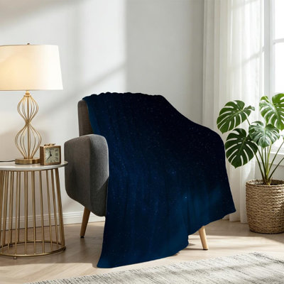 Blue Ultra Soft Flannel Fleece Throw Blanket,Dark Night Single-Sided Print