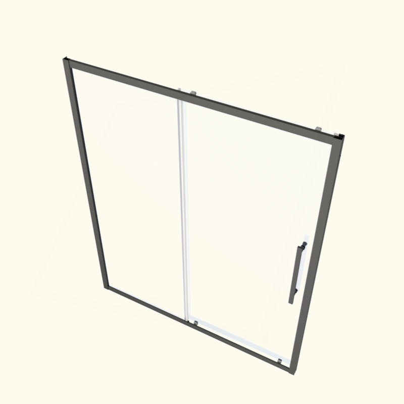 Porte de douche coulissante de 56 à 60 po x H 72 po avec porte en verre trempé de 1/4 po, Noir mat